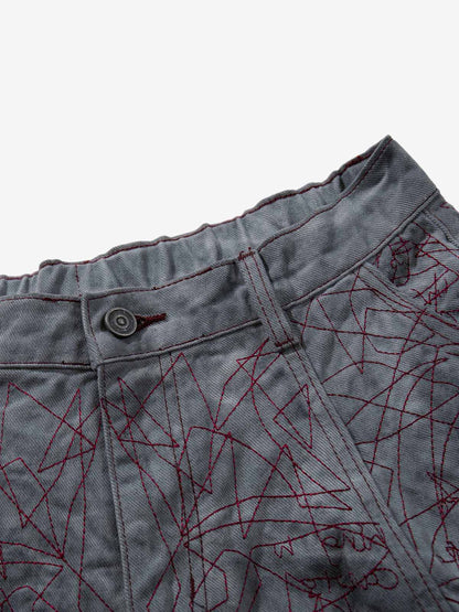 Allover Stitch Baggy Jeans 