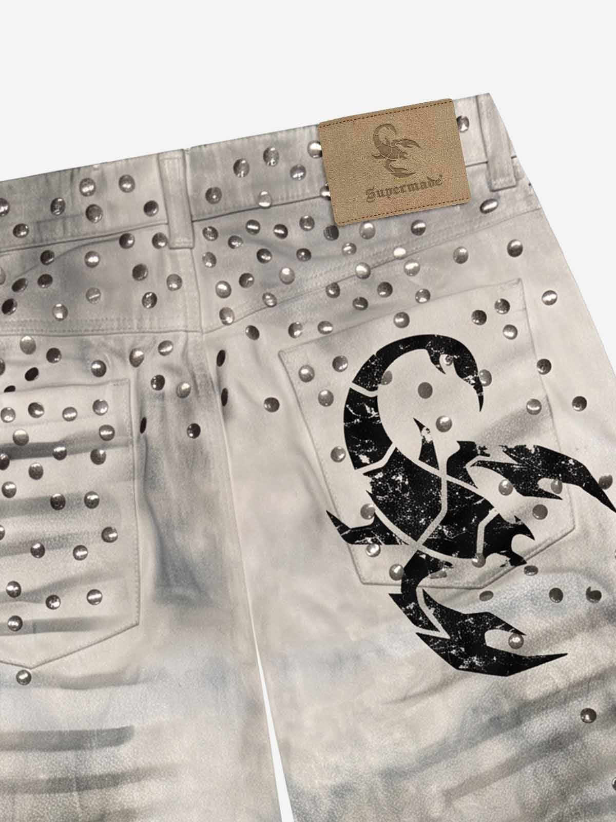 Scorpion Studded Acid Wash Jeans