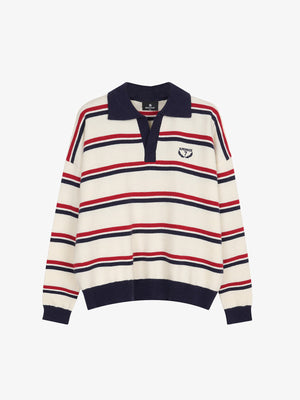Striped Polo Sweater for Casual and Sporty Looks 