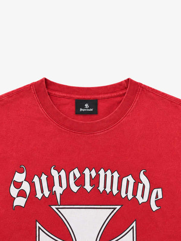 Cross Graphic Distressed-Wash Long Sleeve Tee
