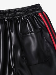 Striped Racing Faux-Leather Shorts 