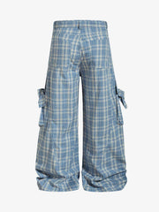 Retro Plaid Lace-Up Cargo Pants 