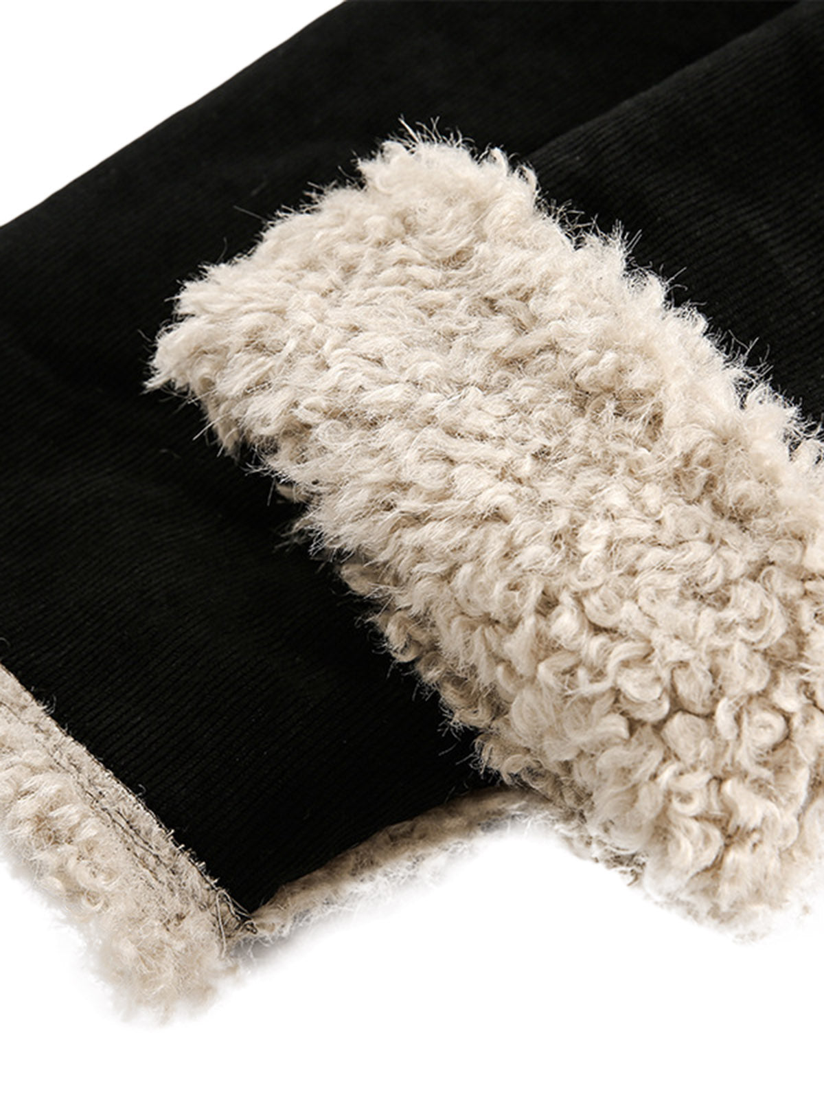 Fur Collar Zip Up Sherpa-Lined Jacket 
