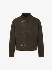 Distressed Metal Airplane-Buckle Work Jacket