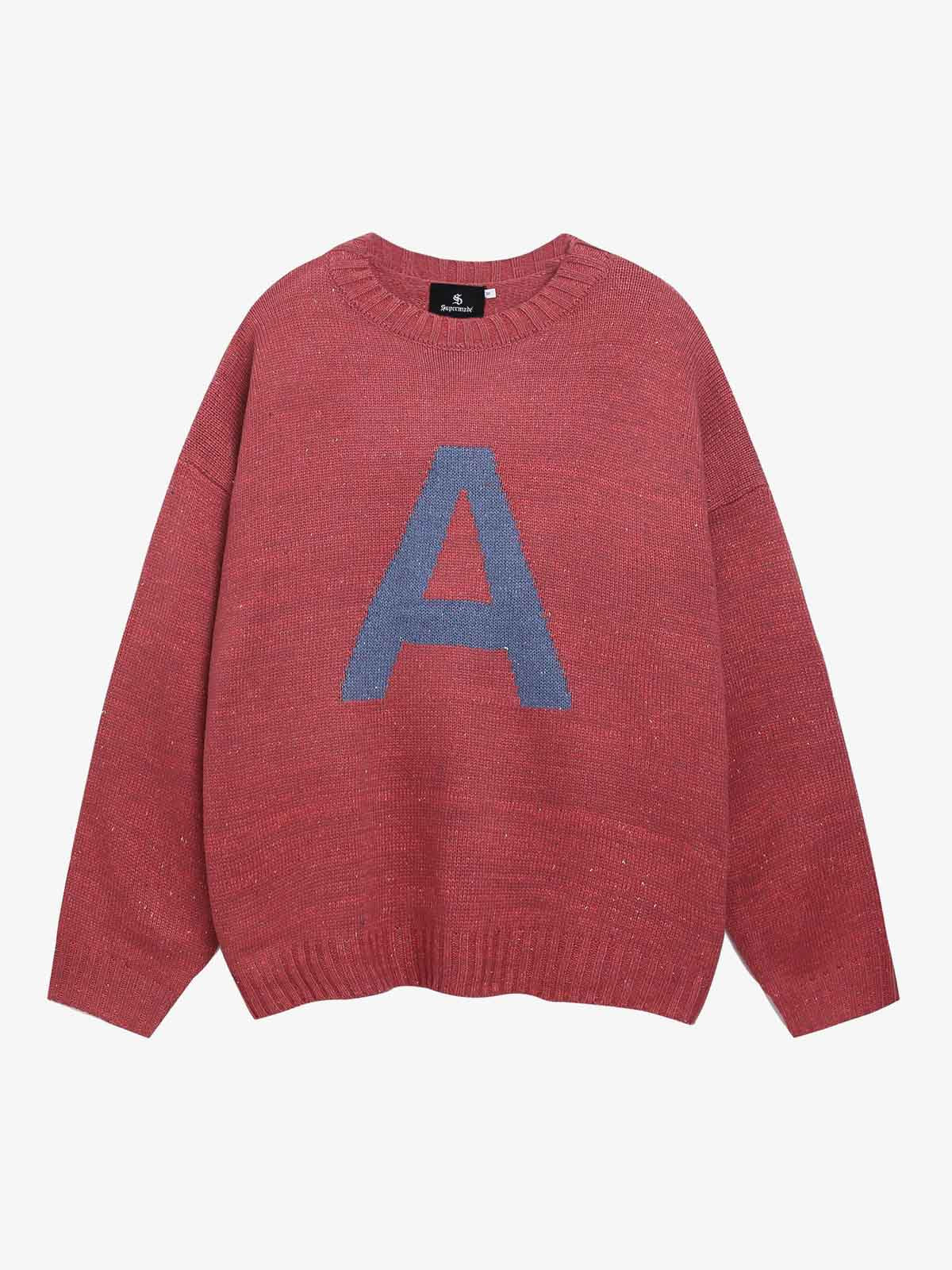 Oversized Knit Sweater with Bold Letter Design for Fall and Winter 