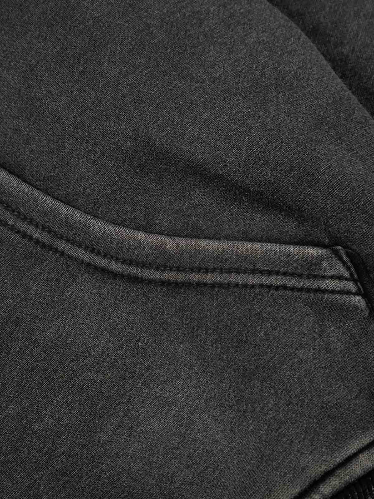 Vintage Washed Symmetrical Star Rhinestone Zip-Up Hoodie