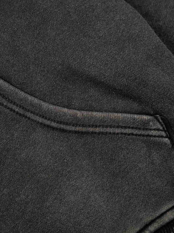 Vintage Washed Symmetrical Star Rhinestone Zip-Up Hoodie 