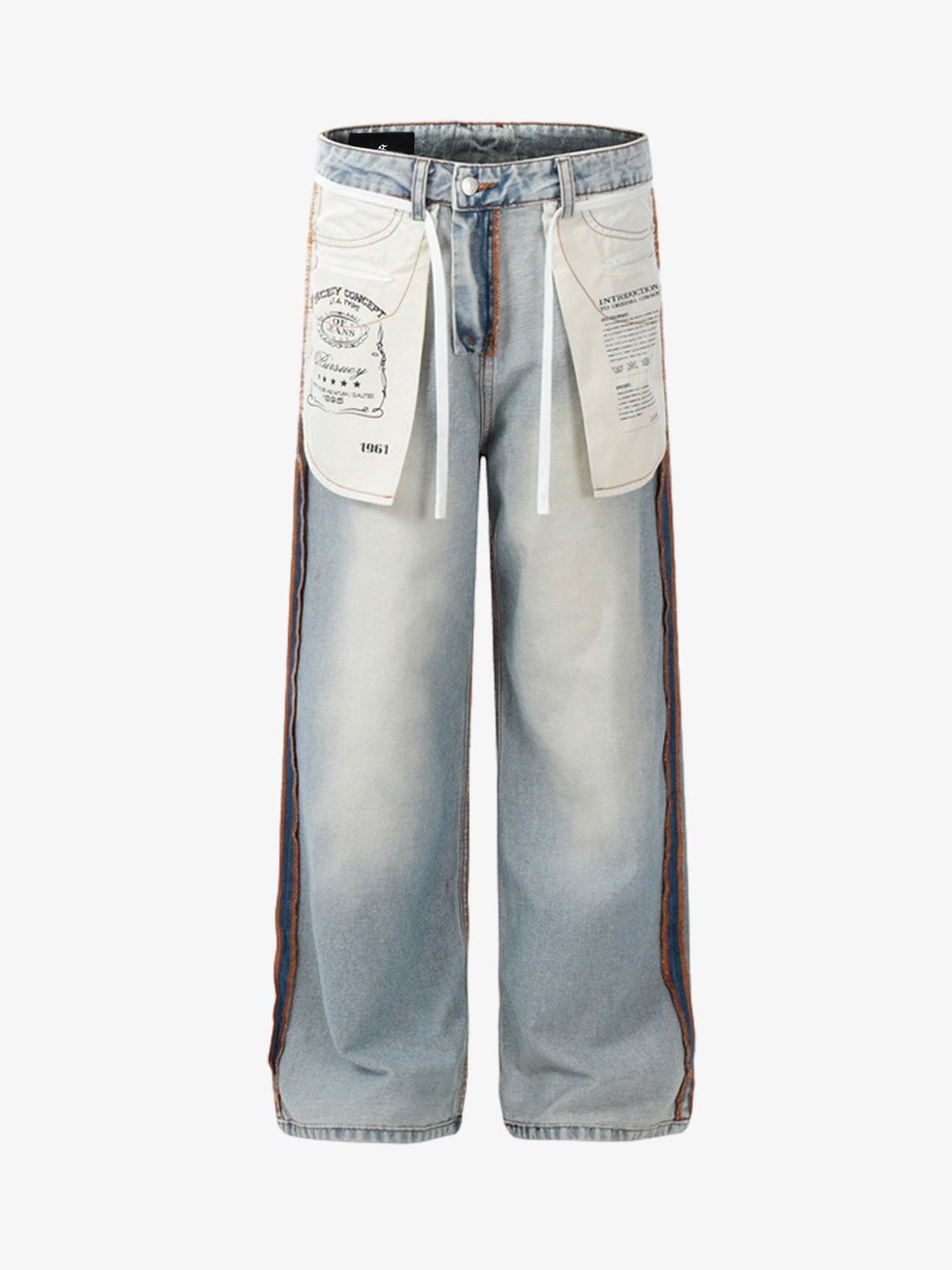 Inside-Out Construction Exposed Seam Wide-Leg Jeans