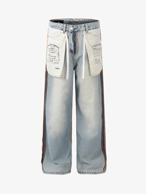 Inside-Out Construction Exposed Seam Wide-Leg Jeans