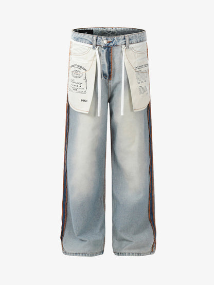 Inside-Out Construction Exposed Seam Wide-Leg Jeans