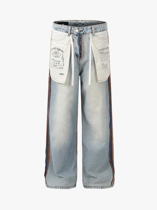 Inside-Out Construction Exposed Seam Wide-Leg Jeans