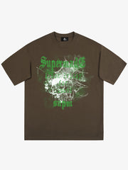 Gothic Skull Spiderweb Graphic T-Shirt 