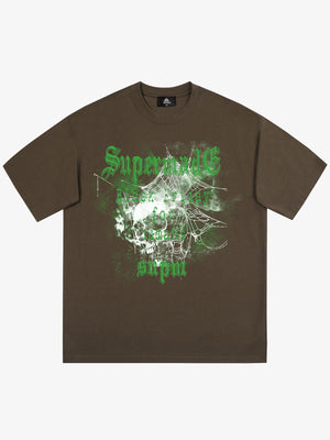 THE SUPERMADE Black Friday Gothic Skull Spiderweb Graphic T-Shirt 