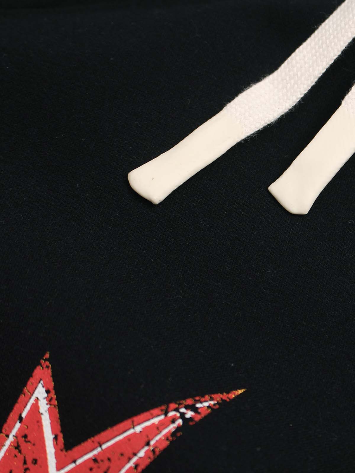 Retro Contrast Letter Star Print Fleece-Lined Sweatpants 