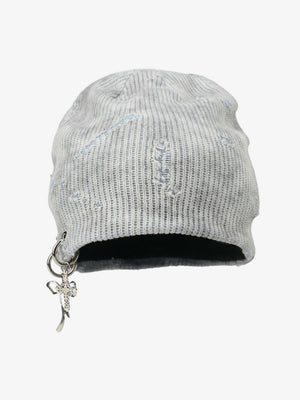Fashionable Cross Charm Beanie Hat for Winter and Fall - Trendy Knit Cap with Unique Accessories 