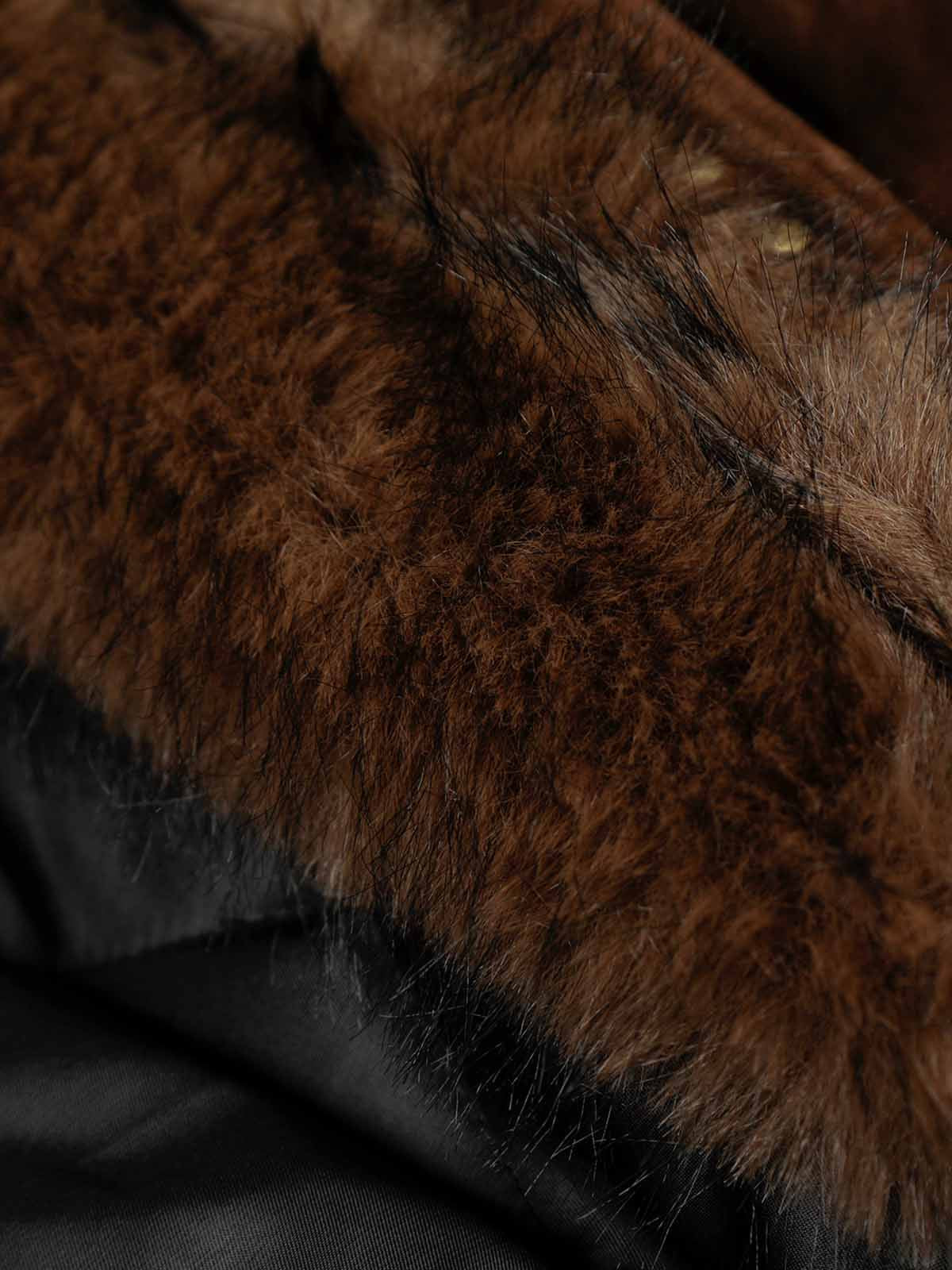 Retro Fur Collar Suede Toggle Closure Padded Bomber Jacket 