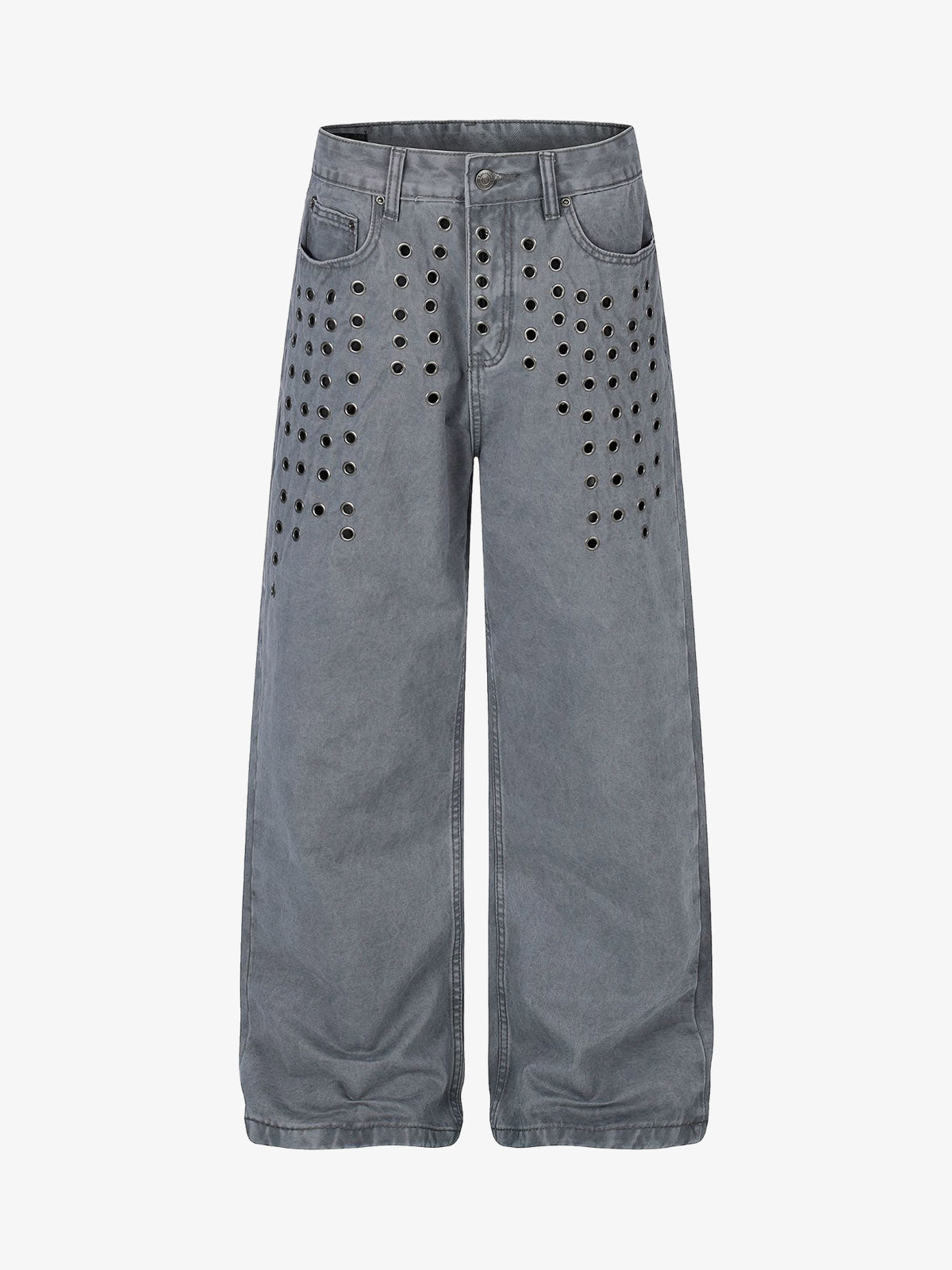 Jeans à rivets découpés