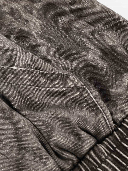 Distressed Leopard Embroidered Boxy Jacket