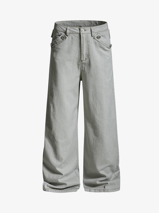 Pantalones de pierna ancha con tiras cruzadas y hebilla