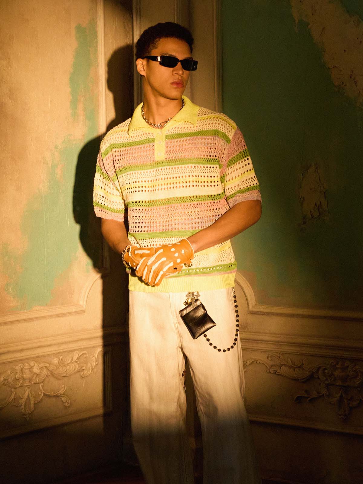 Knitted Striped Polo Shirt for Kids with Colorful Horizontal Patterns and Breathable Design 