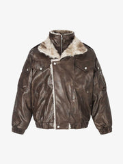 Faux-Layered Oversized-Collar Padded Coat
