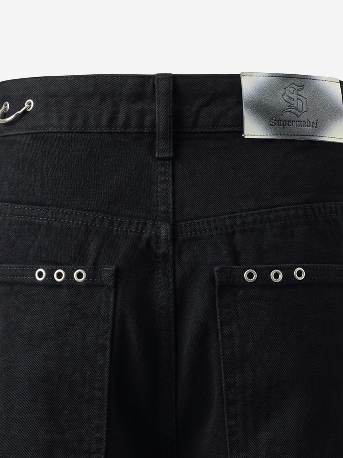 Scorpion Embroidered Eyelet Bermuda Denim Shorts