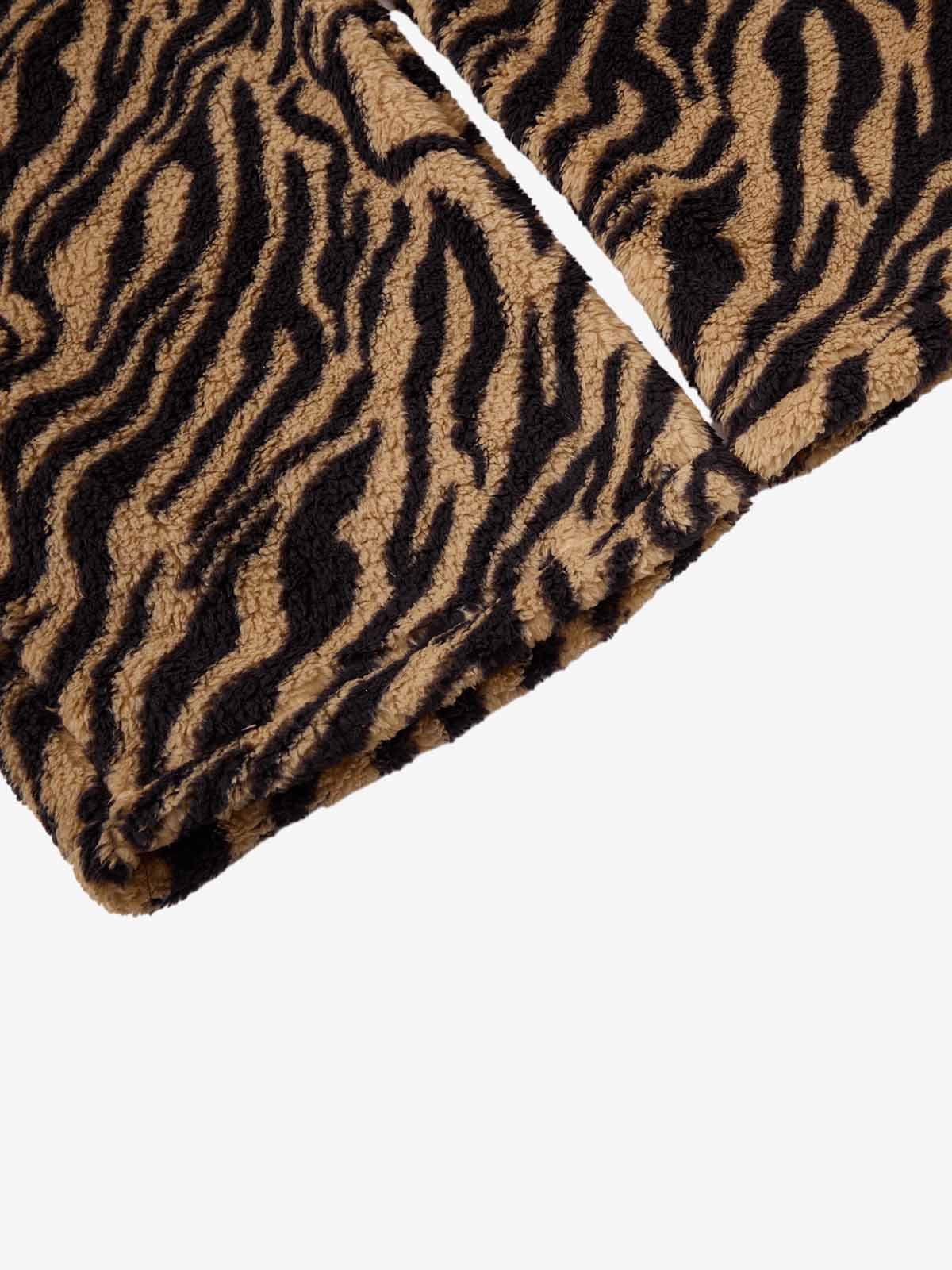 Retro Zebra Print Wide-Leg Lounge Barrel Pants 