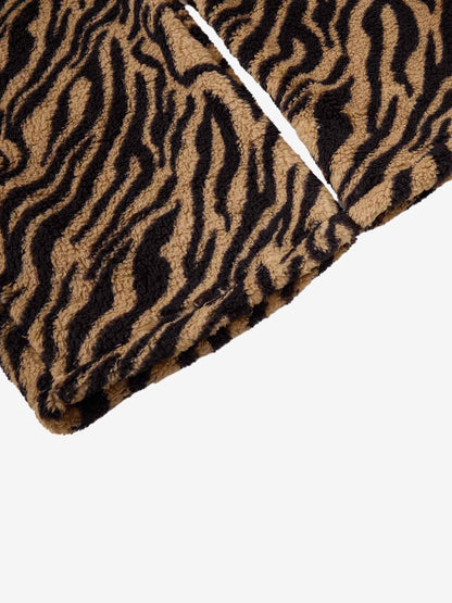 Retro Zebra Print Wide-Leg Lounge Barrel Pants 