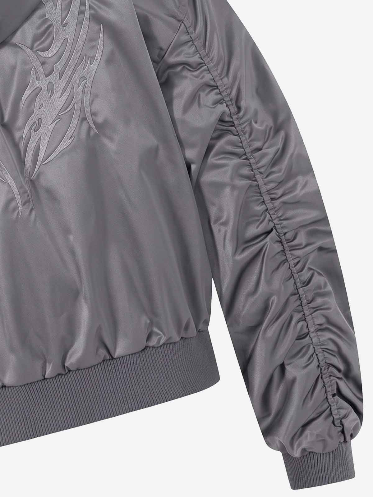 Embroidered Quilted Hooded Windbreaker Jacket