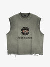 T-shirt sans manches à œillets délavé sur le côté