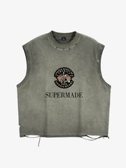 Grommet Side Washed Sleeveless T-Shirt 