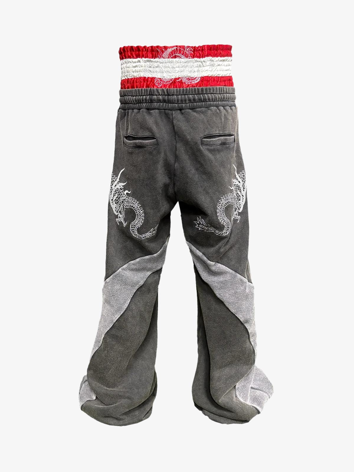 Washed Dragon Embroidered Panel Sweatpants