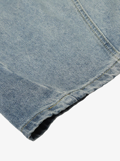 Wide-Leg Denim Culottes with Side Slits for Women 