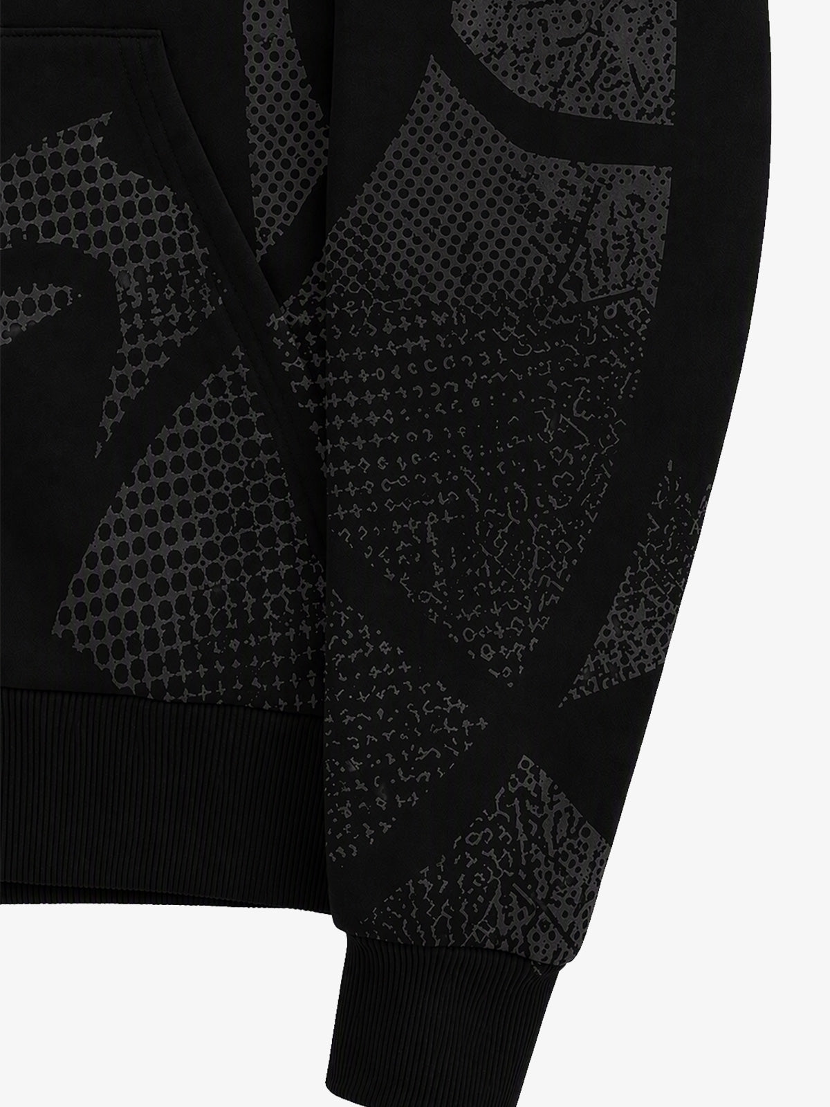 Oversized-Zip Skeleton Graphic Patchwork Hoodie
