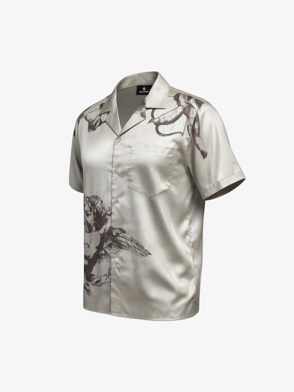 Cupid Angel Sketch Camp Collar Boxy Shirt 