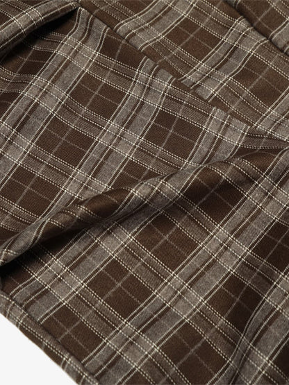 Plaid Wide-Leg Pants With Embroidered Logo for Casual Style 