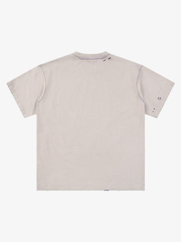 "OK" Patch Color-Block Ripped Reversible T-Shirt 