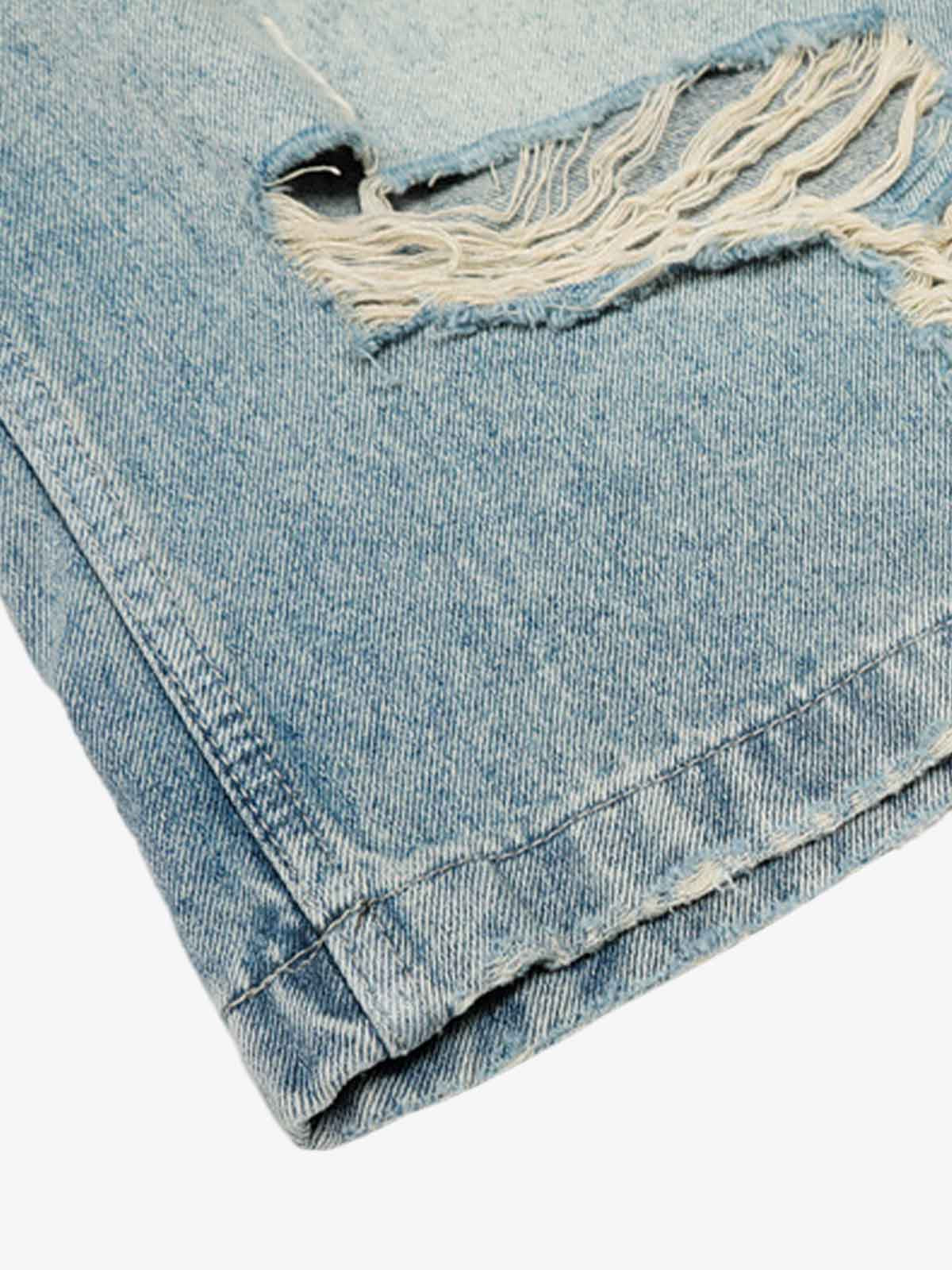 Distressed Denim Shorts for Men - Fashionable Ripped Design with Casual Style 