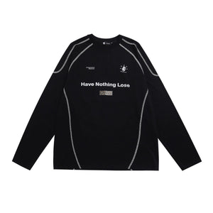 Leopard-Panel Slogan Quick-Dry Long Sleeve Tee