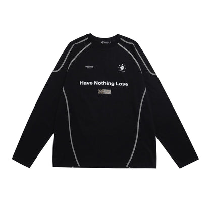 Leopard-Panel Slogan Quick-Dry Long Sleeve Tee