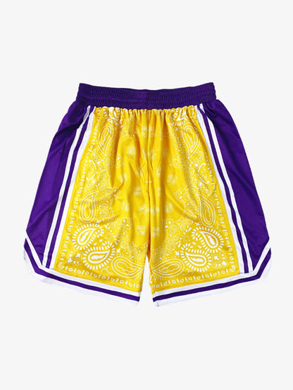 Polyester Snake Print Athletic Shorts with Bold Logo Design 