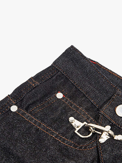 Jeans curvi con fibbia da aereo