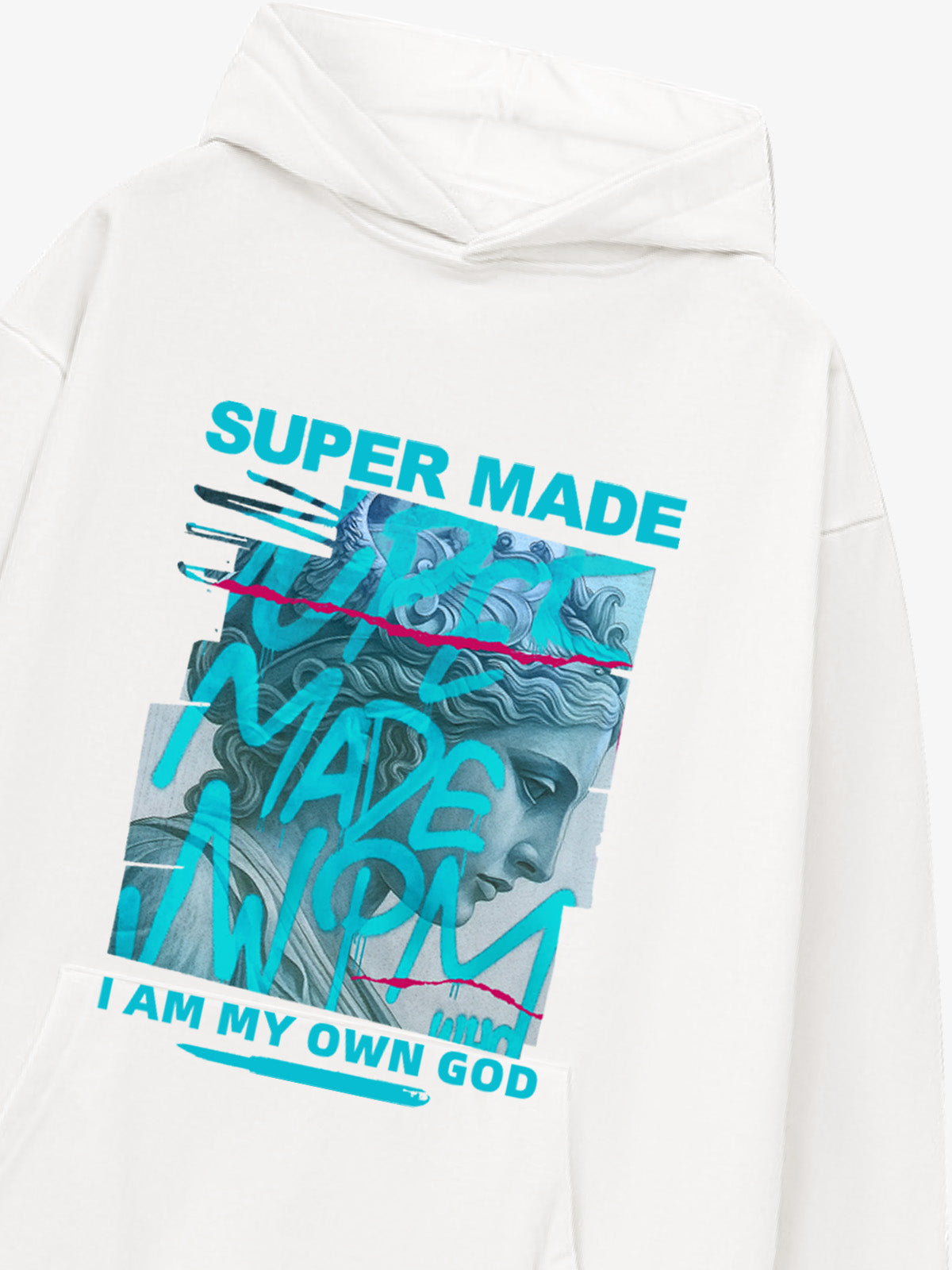 Supermade Street Graffiti Statue-print Hooded Hweatshirt 