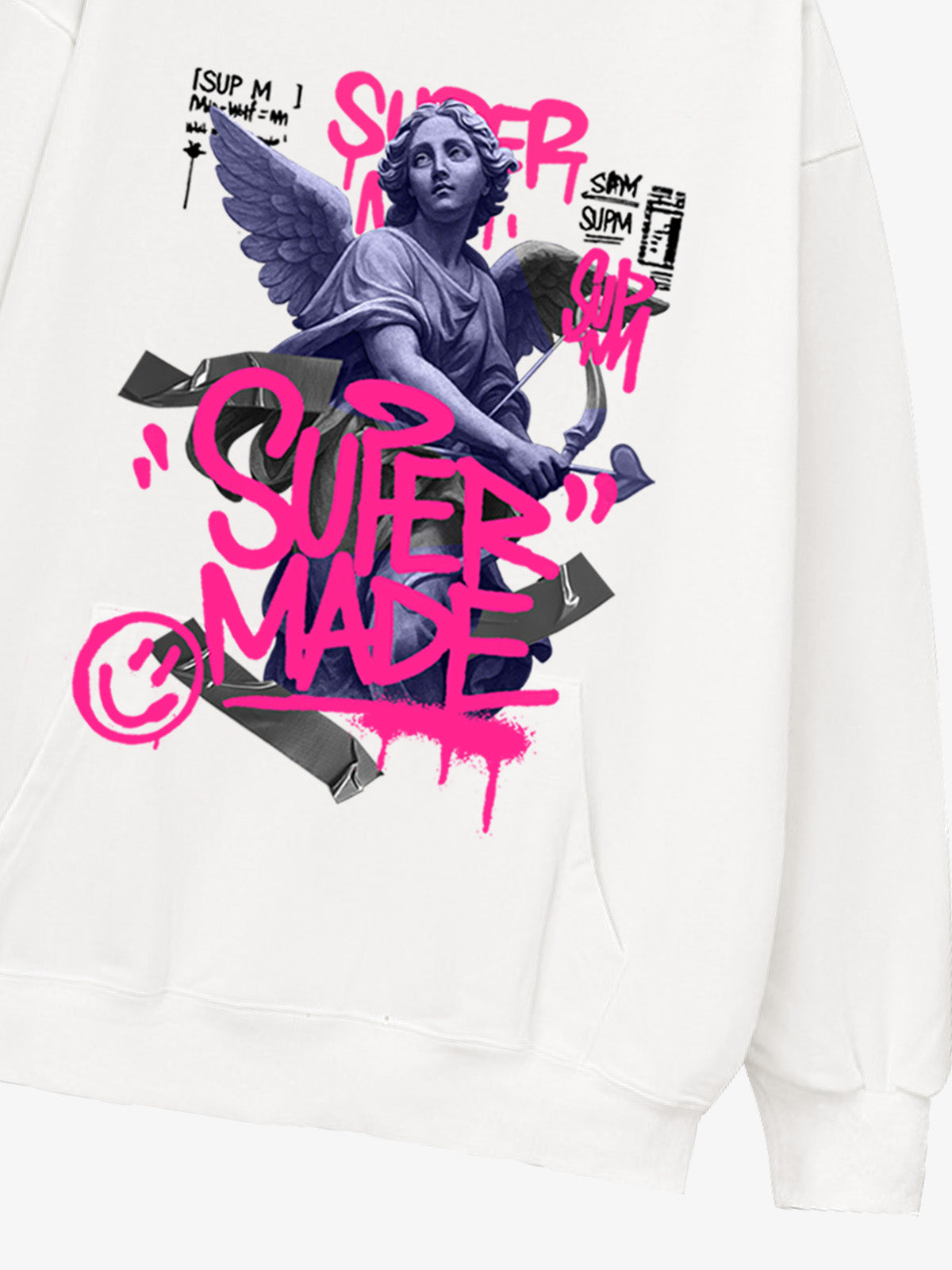 Graffiti Angel Print Hooded Sweatshirt 