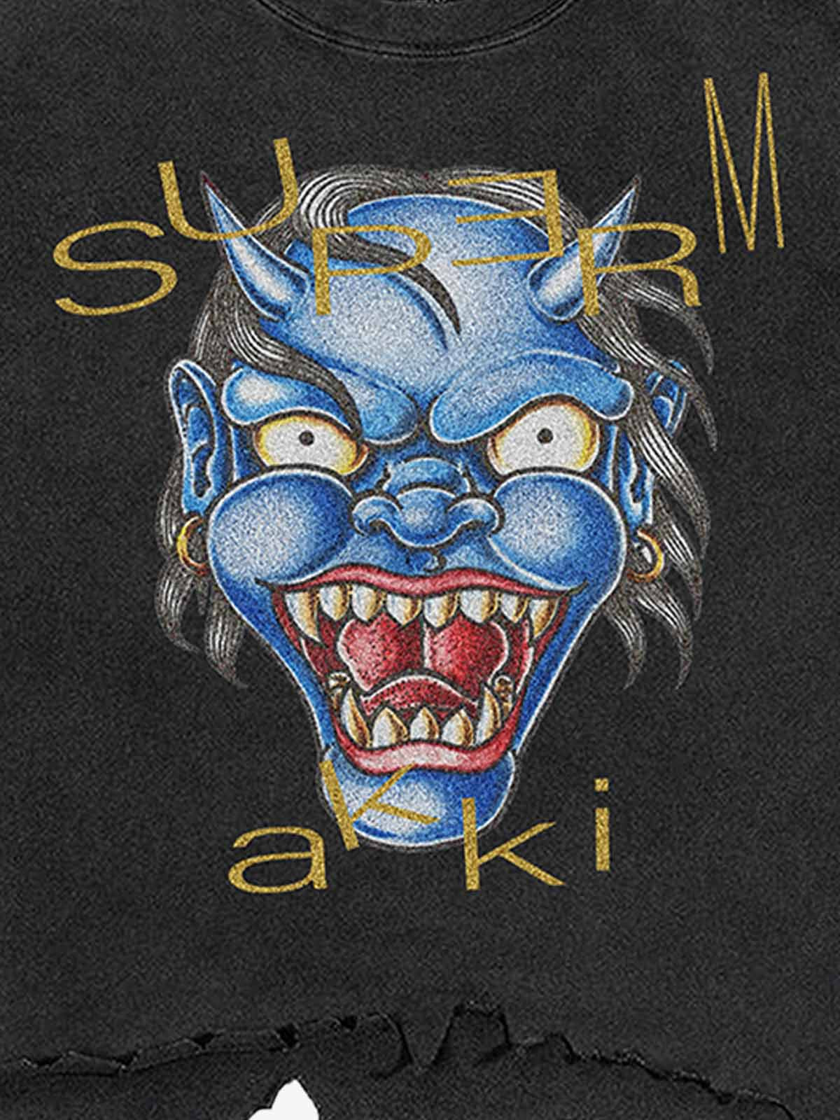 Evil Spirit Graphic Brushed Distressed Tee