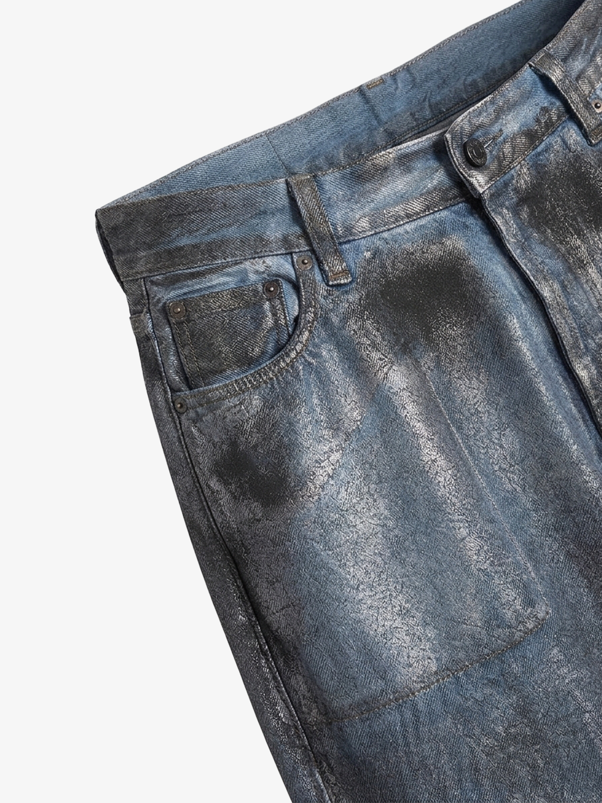 Heavyweight Washed Coated Wide-Leg Jeans