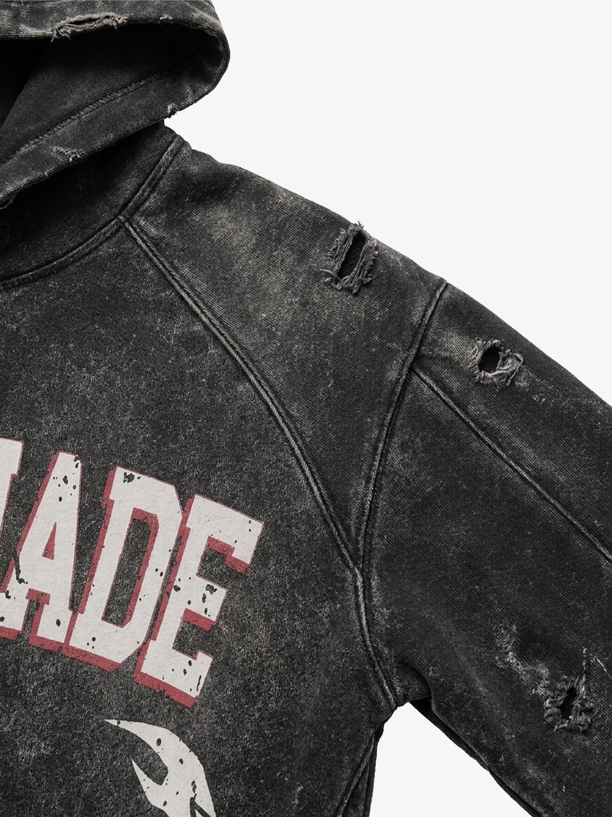 Washed Graphic Distressed Pullover Hoodie & Wide-Leg Sweatpants Set