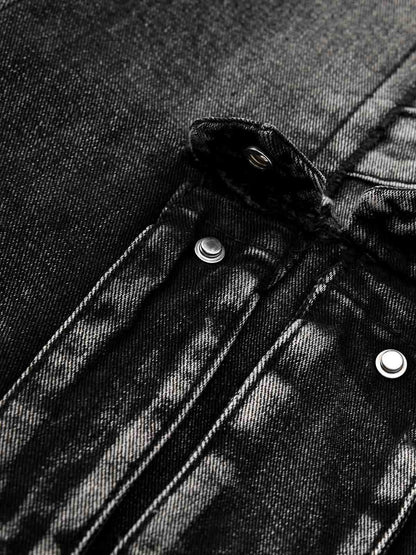 V-Seam Raw Edge Panel Distressed Utility Denim Jeans