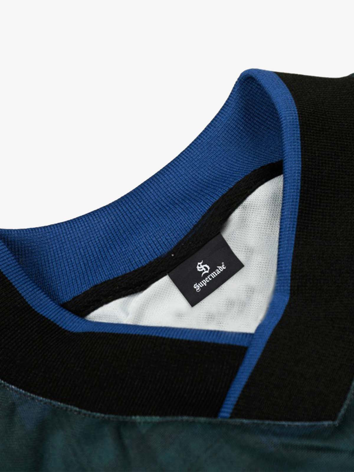 Polyester Long Sleeve Plaid Football Jersey with V-Neck and Team Logo Design 