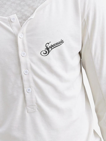 Patchwork Embroidered Long Sleeve Tee